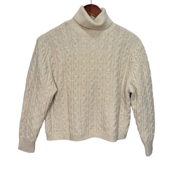 Zara Cream Cable Knit Turtleneck Girls Size 9-10 - Picture 1 of 9